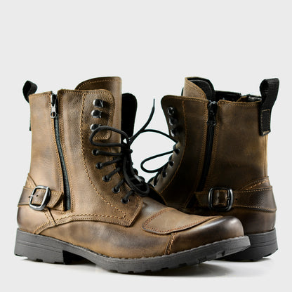 Brązowe skórzane buty motocyklowe męskie – Blake | Jordan Handmade Shoes