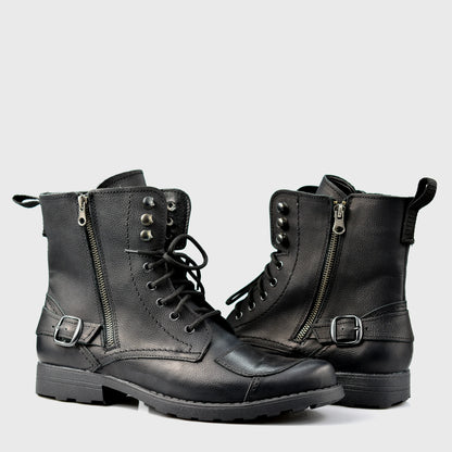 Czarne skórzane buty motocyklowe męskie – Blake | Jordan Handmade Shoes