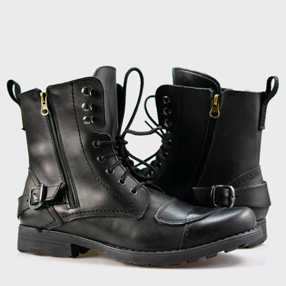 Czarne skórzane buty motocyklowe męskie – Ryan | Jordan Handmade Shoes
