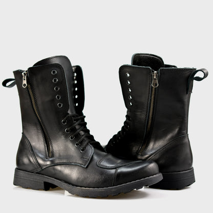 Czarne skórzane buty motocyklowe męskie – Hunter | Jordan Handmade Shoes