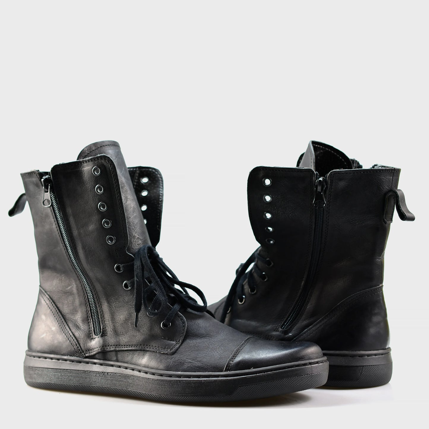 Skórzane męskie wysokie czarne buty – Liam | Jordan Handmade Shoes – zdjęcie 4