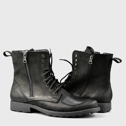 Czarne skórzane buty motocyklowe męskie – Classic | Jordan Handmade Shoes