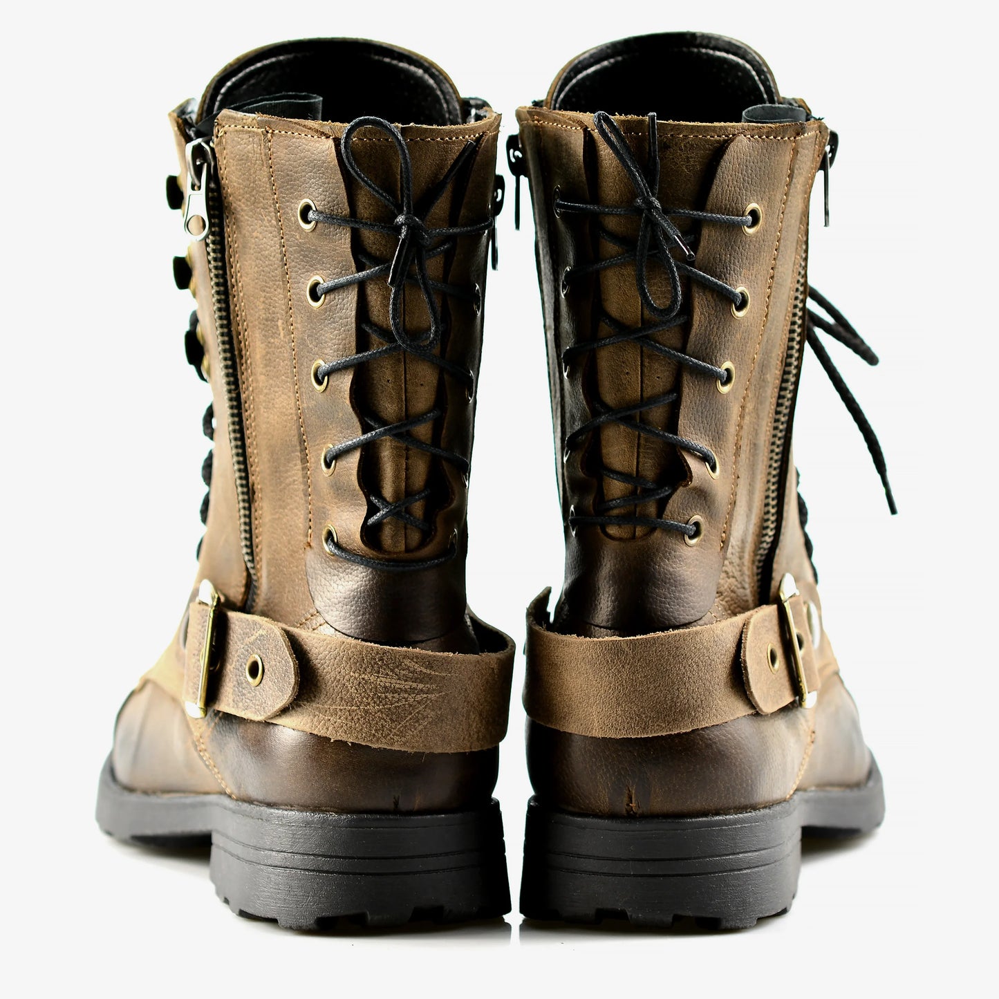 Brązowe skórzane buty motocyklowe męskie – Sonny | Jordan Handmade Shoes