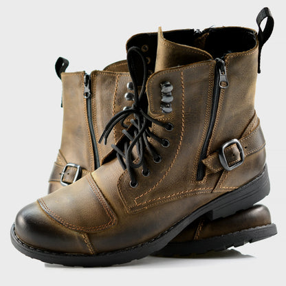 Brązowe skórzane buty motocyklowe męskie – Blake | Jordan Handmade Shoes