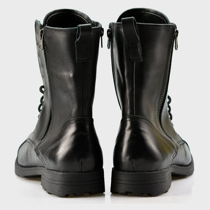 Skórzane męskie wysokie czarne sztyblety - Landon | Jordan Handmade Shoes