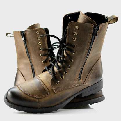 Brązowe skórzane buty motocyklowe męskie – Hunter | Jordan Handmade Shoes