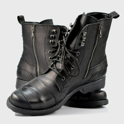 Czarne skórzane buty motocyklowe męskie – Blake | Jordan Handmade Shoes