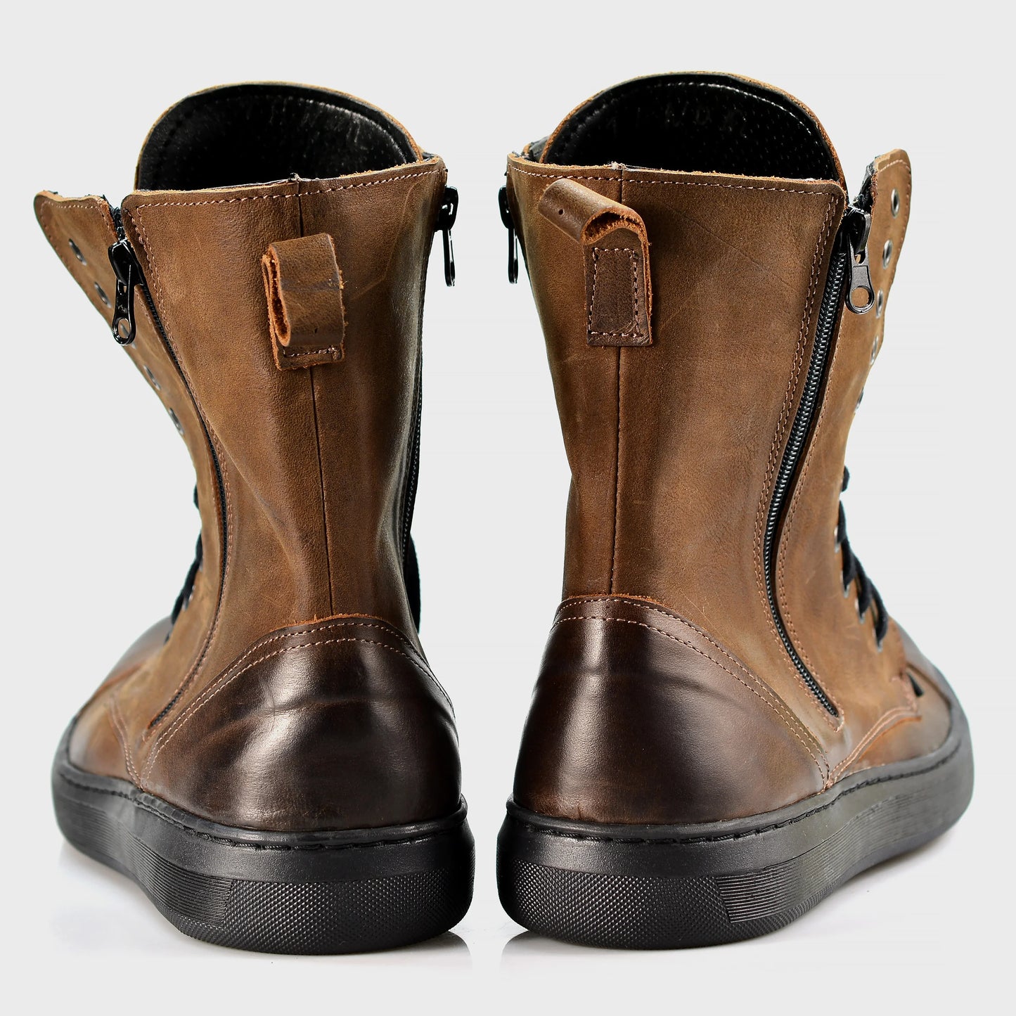 Skórzane męskie wysokie brązowe buty - Liam | Jordan Handmade Shoes