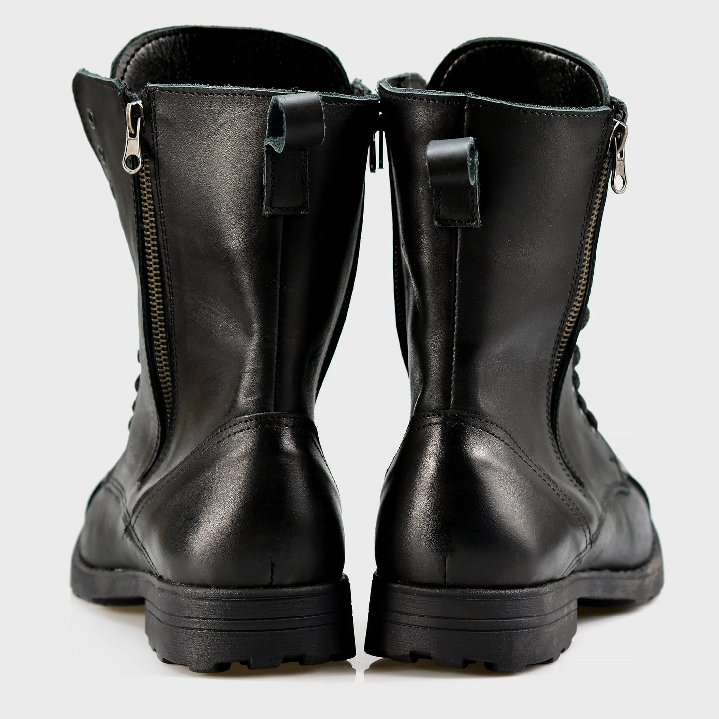 Czarne skórzane buty motocyklowe męskie – Hunter | Jordan Handmade Shoes