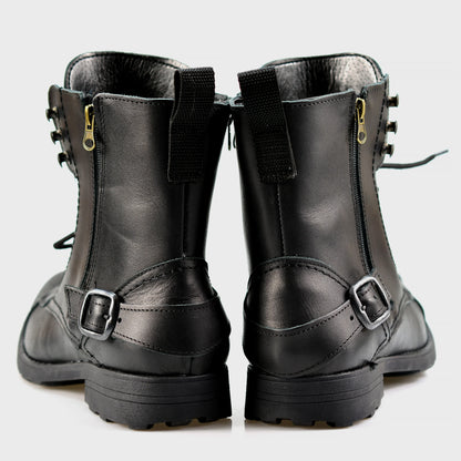 Czarne skórzane buty motocyklowe męskie – Ryan | Jordan Handmade Shoes