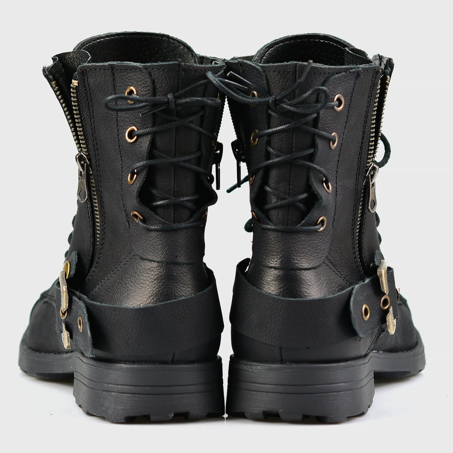 Czarne skórzane buty motocyklowe męskie – Chad | Jordan Handmade Shoes