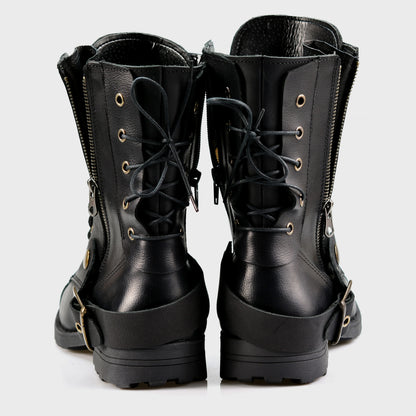 Czarne skórzane buty motocyklowe męskie – Sonny | Jordan Handmade Shoes