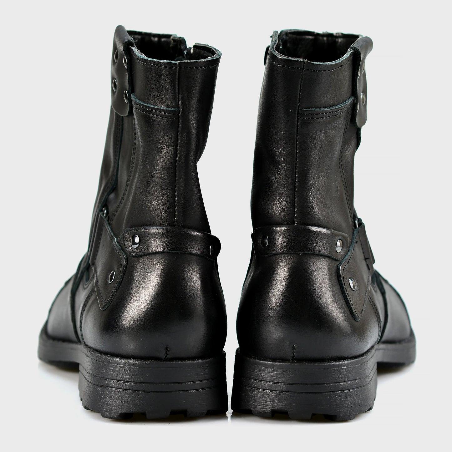 Czarne skórzane buty motocyklowe męskie – Bruce | Jordan Handmade Shoes