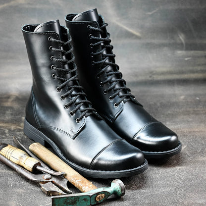 Skórzane męskie wysokie czarne sztyblety - Corvo | Jordan Handmade Shoes