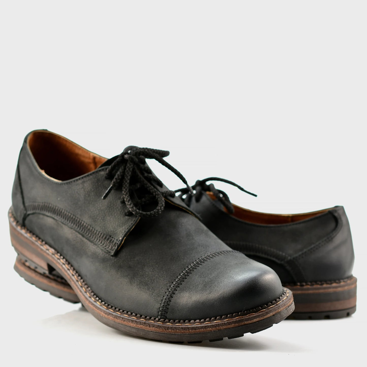 Czarne skórzane półbuty męskie – Mauro | Jordan Handmade Shoes