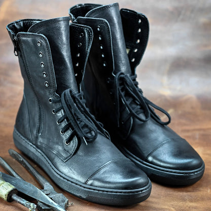 Skórzane męskie wysokie czarne buty – Liam | Jordan Handmade Shoes – zdjęcie 6