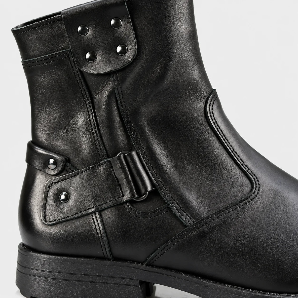 Czarne skórzane buty motocyklowe męskie - Bruce