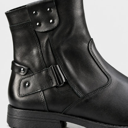 Czarne skórzane buty motocyklowe męskie - Bruce
