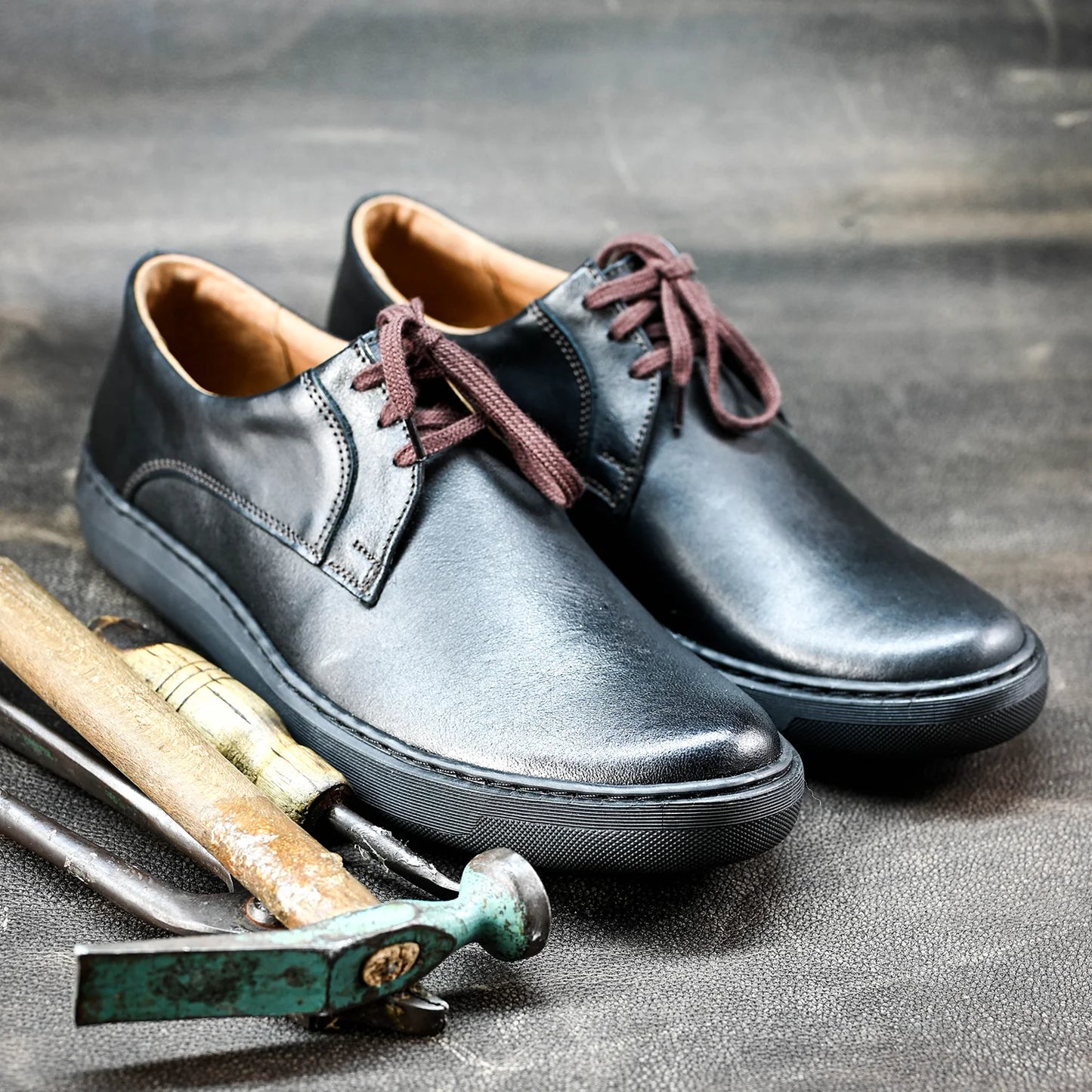 Czarne skórzane półbuty męskie – Luca | Jordan Handmade Shoes