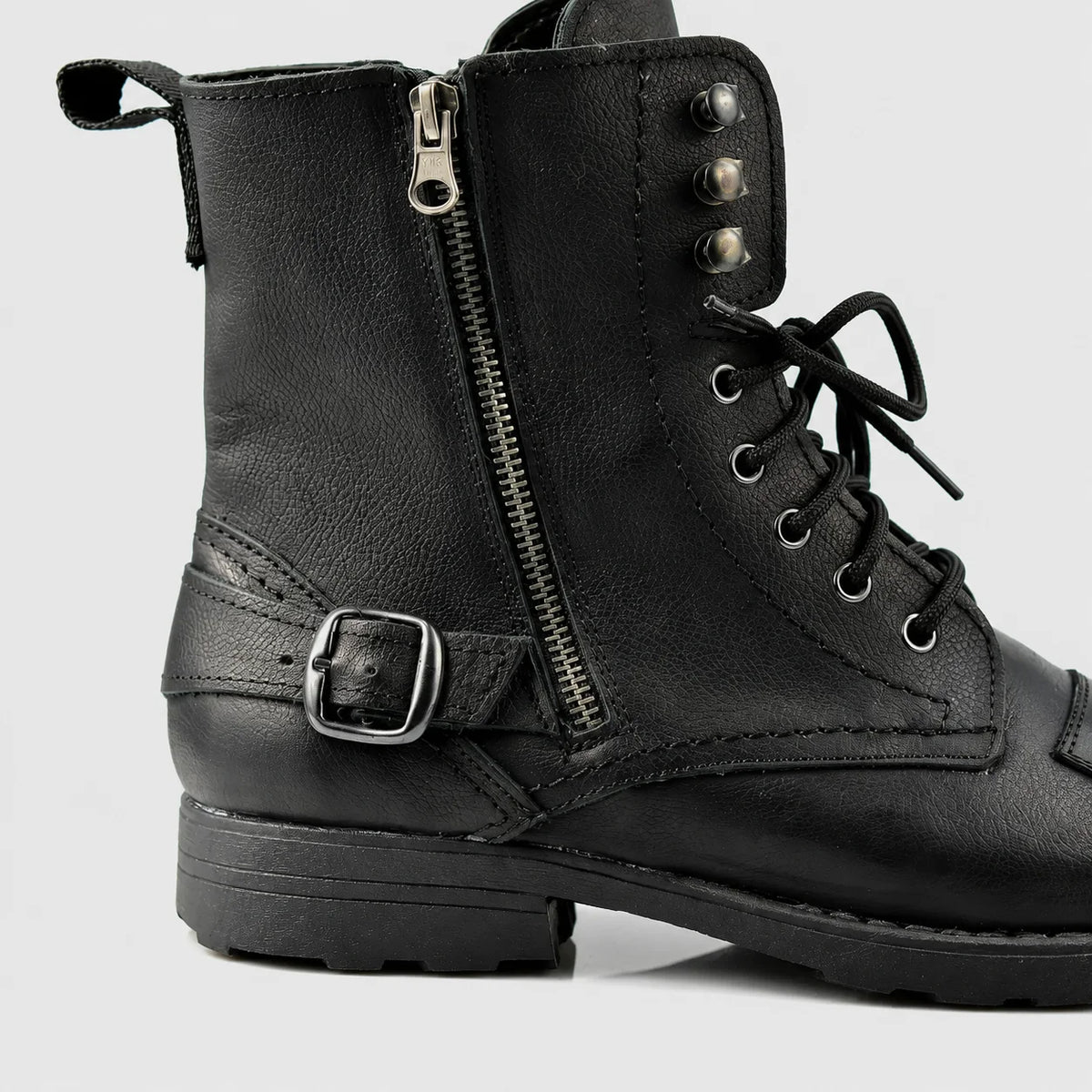 Czarne buty motocyklowe męskie skórzane - Blake