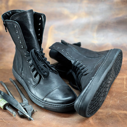 Skórzane męskie wysokie czarne buty – Liam | Jordan Handmade Shoes – zdjęcie 7