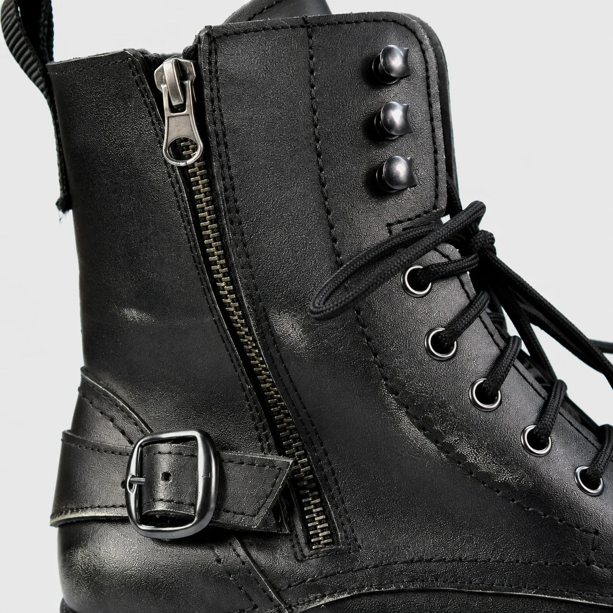 Czarne buty motocyklowe męskie skórzane - Jimy