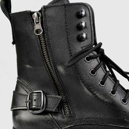 Czarne buty motocyklowe męskie skórzane - Jimy