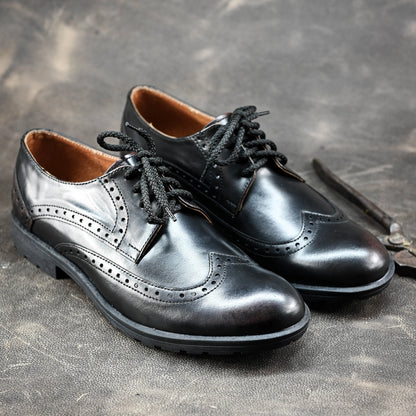 Czarne skórzane brogsy męskie – Oxford Ridge | Jordan Handmade Shoes