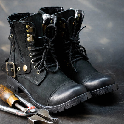 Czarne damskie skórzane botki – Elira | Jordan Handmade Shoes