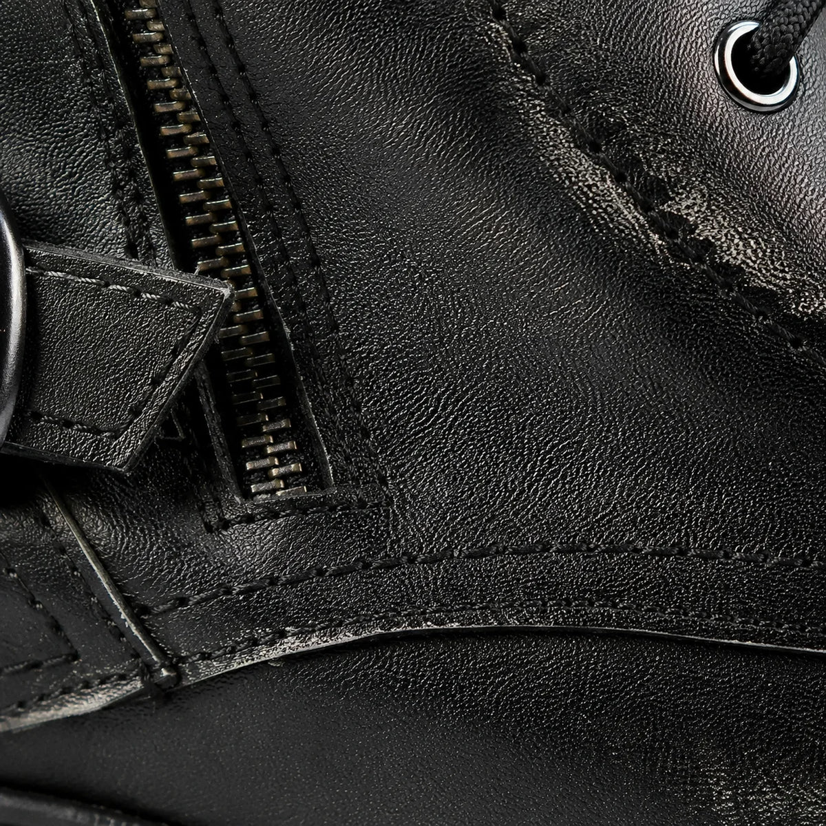 Czarne buty motocyklowe męskie skórzane - Jimy