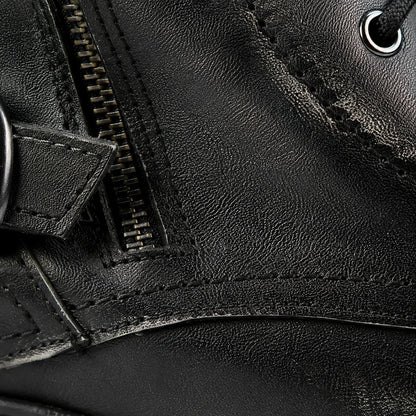 Czarne buty motocyklowe męskie skórzane - Jimy