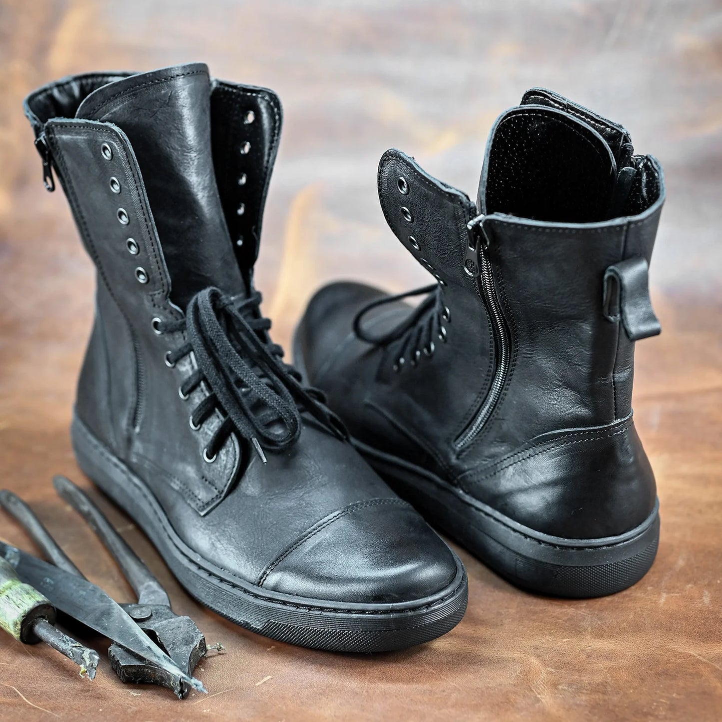 Skórzane męskie wysokie czarne buty – Liam | Jordan Handmade Shoes – zdjęcie 8