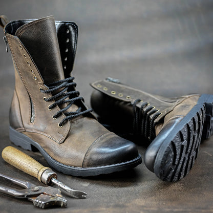 Skórzane męskie wysokie brązowe sztyblety – Landon | Jordan Handmade Shoes – zdjęcie 8