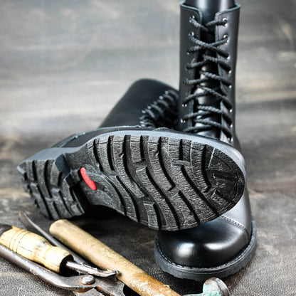 Skórzane męskie wysokie czarne sztyblety - Corvo | Jordan Handmade Shoes