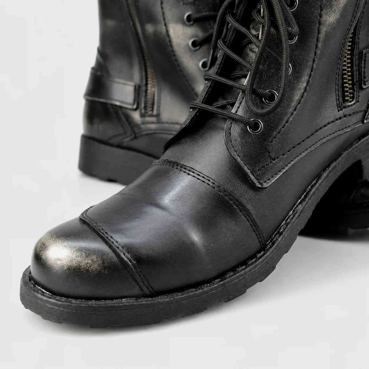 Czarne buty motocyklowe męskie skórzane - Jimy