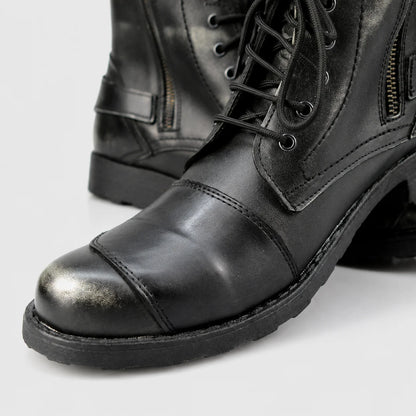 Czarne buty motocyklowe męskie skórzane - Jimy