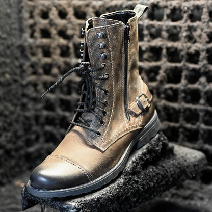 Skórzane męskie wysokie brązowe sztyblety - Noah | Jordan Handmade Shoes