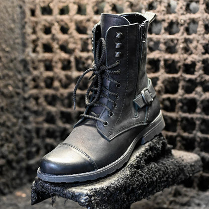 Skórzane męskie wysokie czarne sztyblety - Noah | Jordan Handmade Shoes