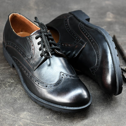 Czarne skórzane brogsy męskie – Oxford Ridge | Jordan Handmade Shoes