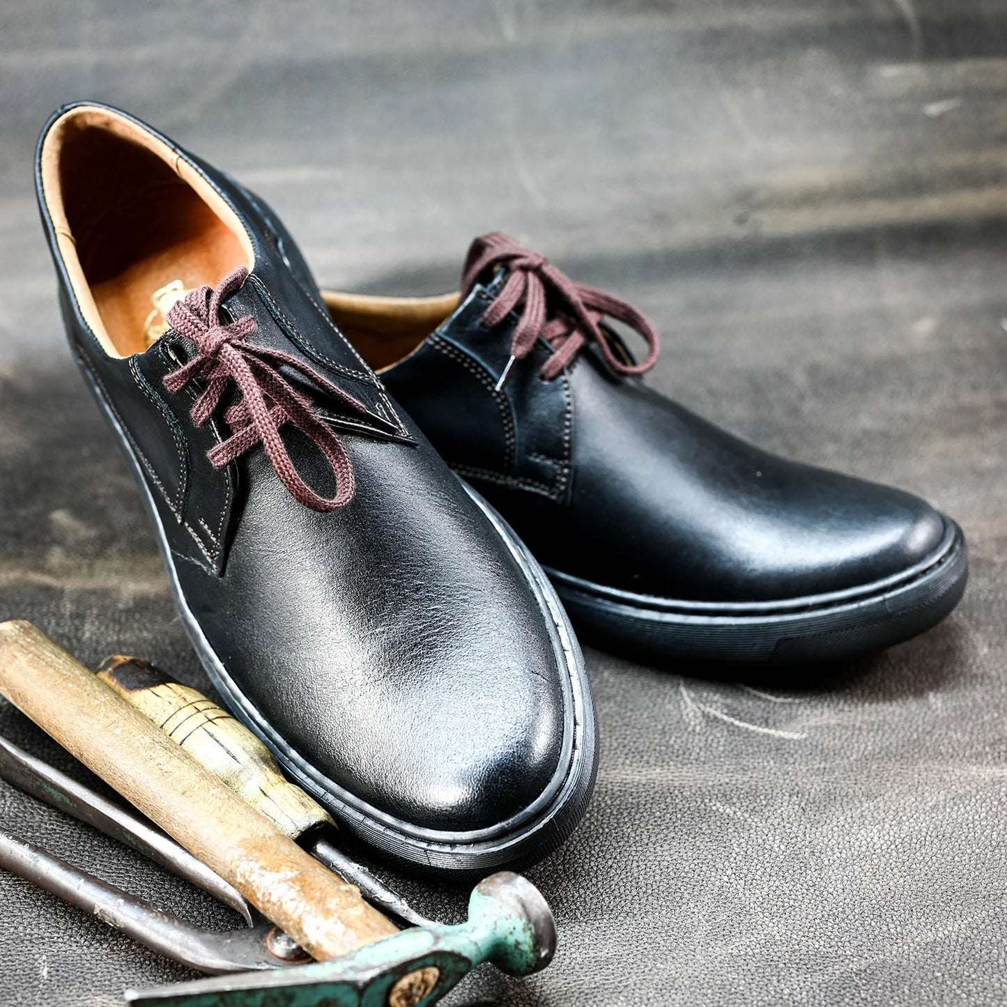 Czarne skórzane półbuty męskie – Luca | Jordan Handmade Shoes