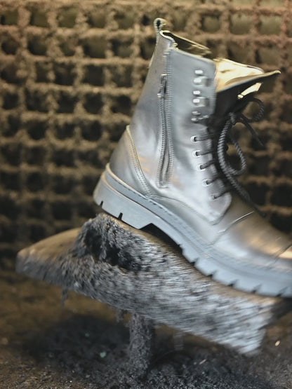 Buty Motocyklowe Męskie Gregory – Czarne Trzewiki Skórzane z Masywną Podeszwą | Jordan Handmade Shoes
