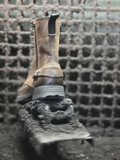 Skórzane męskie wysokie brązowe sztyblety - Noah | Jordan Handmade Shoes