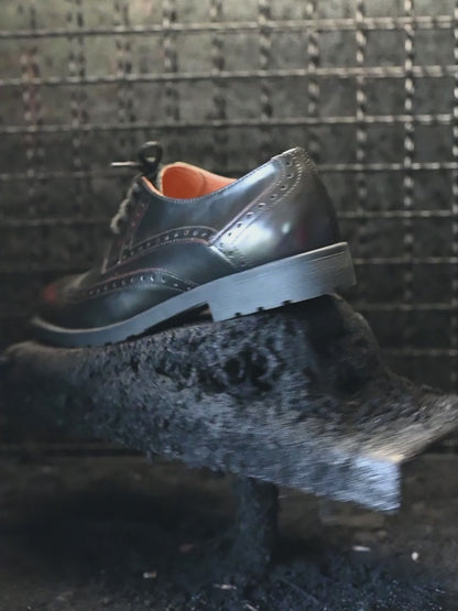 Czarne skórzane brogsy męskie – Oxford Ridge | Jordan Handmade Shoes