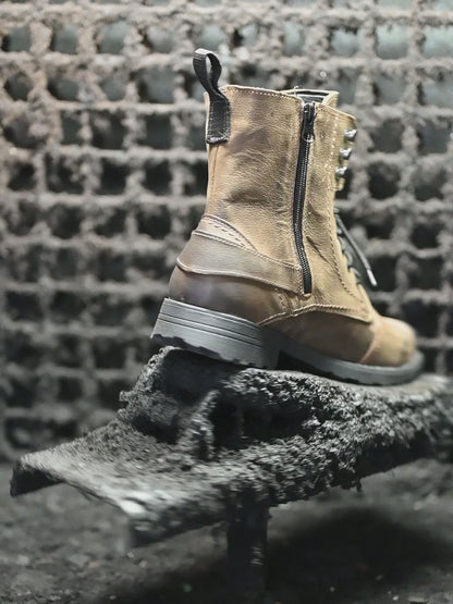 Brązowe skórzane buty motocyklowe męskie – Blake | Jordan Handmade Shoes