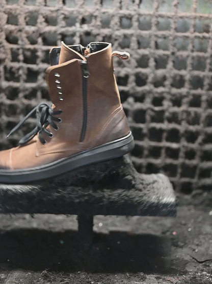 Skórzane męskie wysokie brązowe buty - Liam | Jordan Handmade Shoes