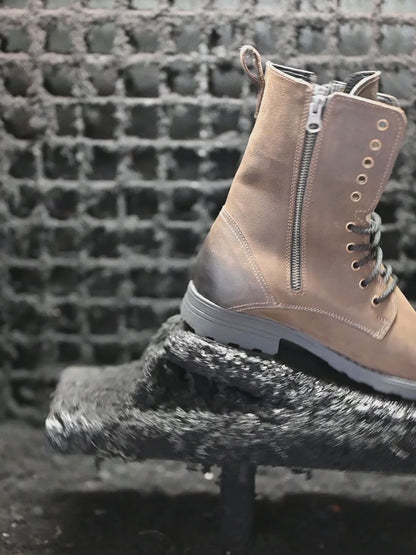 Skórzane męskie wysokie brązowe sztyblety - Landon | Jordan Handmade Shoes