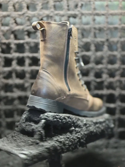 Brązowe skórzane buty motocyklowe męskie – Hunter | Jordan Handmade Shoes