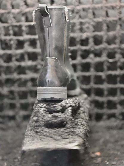 Skórzane męskie wysokie czarne sztyblety - Landon | Jordan Handmade Shoes