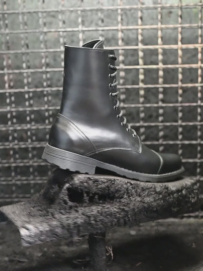 Skórzane męskie wysokie czarne sztyblety - Corvo | Jordan Handmade Shoes